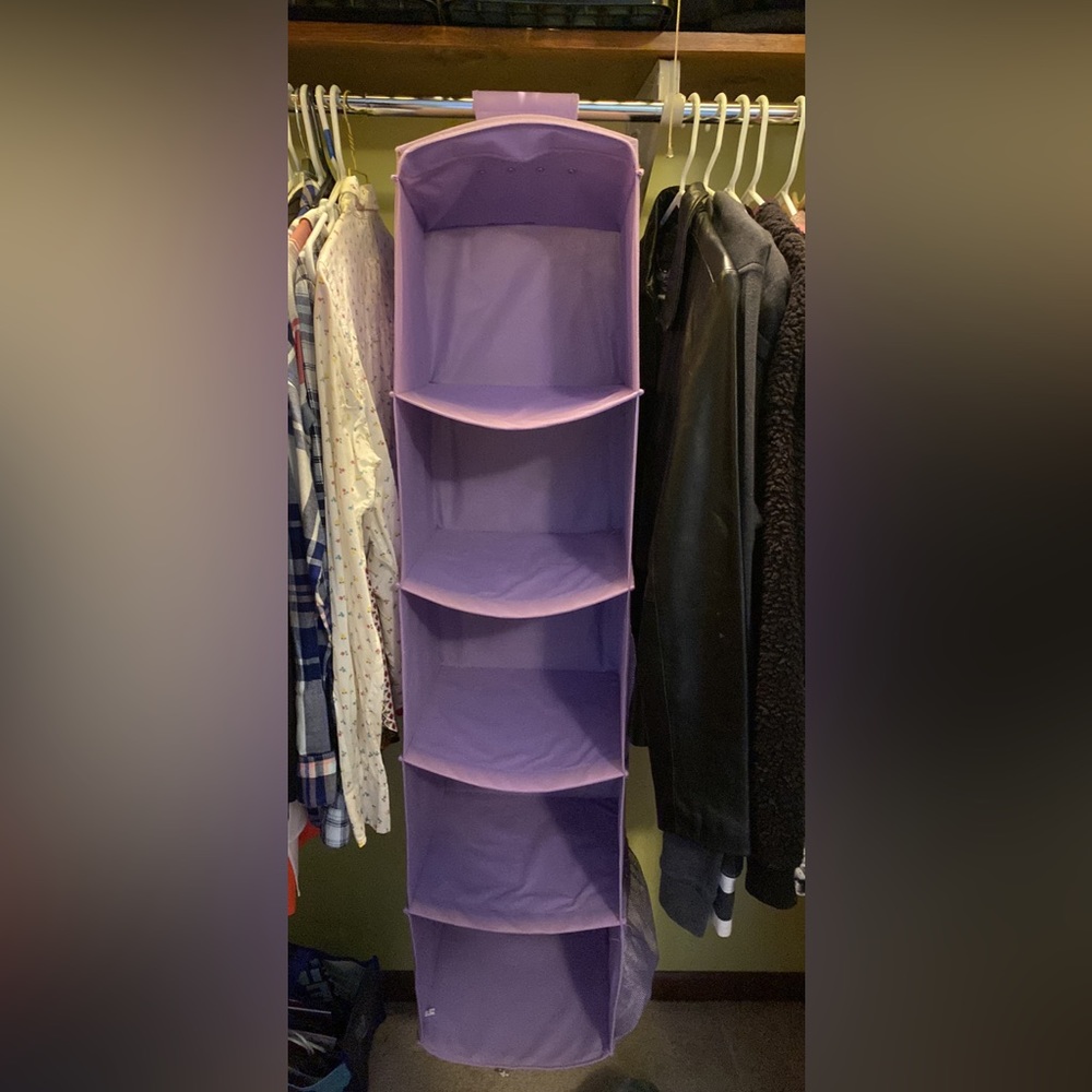 Purple closet organizer